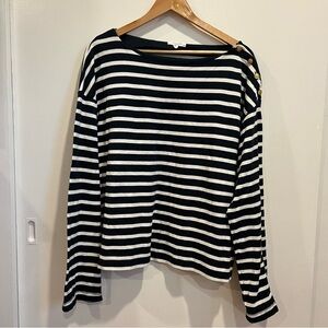 RAG & BONE Bardot Navy Striped Long Sleeve Size XL